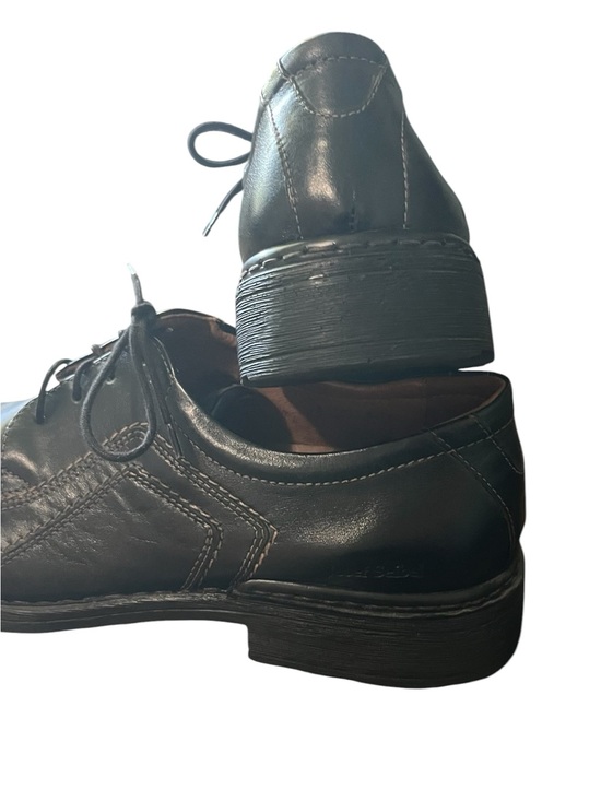 Josef Seibel Black Leather Lace-Up Dress Shoes